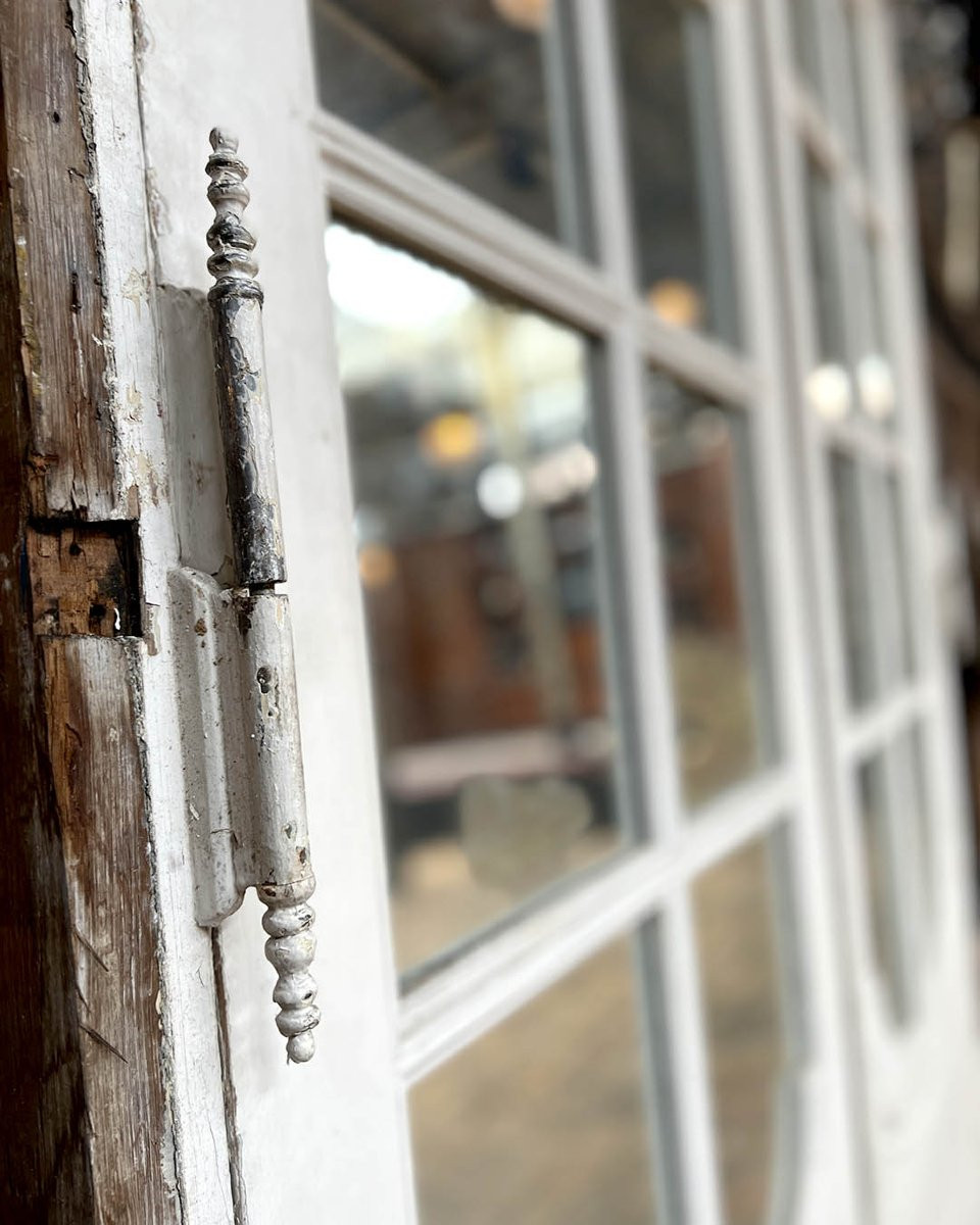 Lot de grandes doubles portes en chêne avec leur bâti et imposte 201x429cm-photo-4