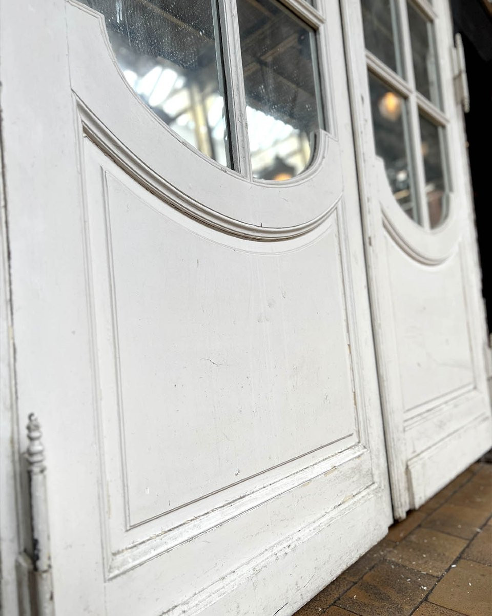 Lot de grandes doubles portes en chêne avec leur bâti et imposte 201x429cm-photo-3