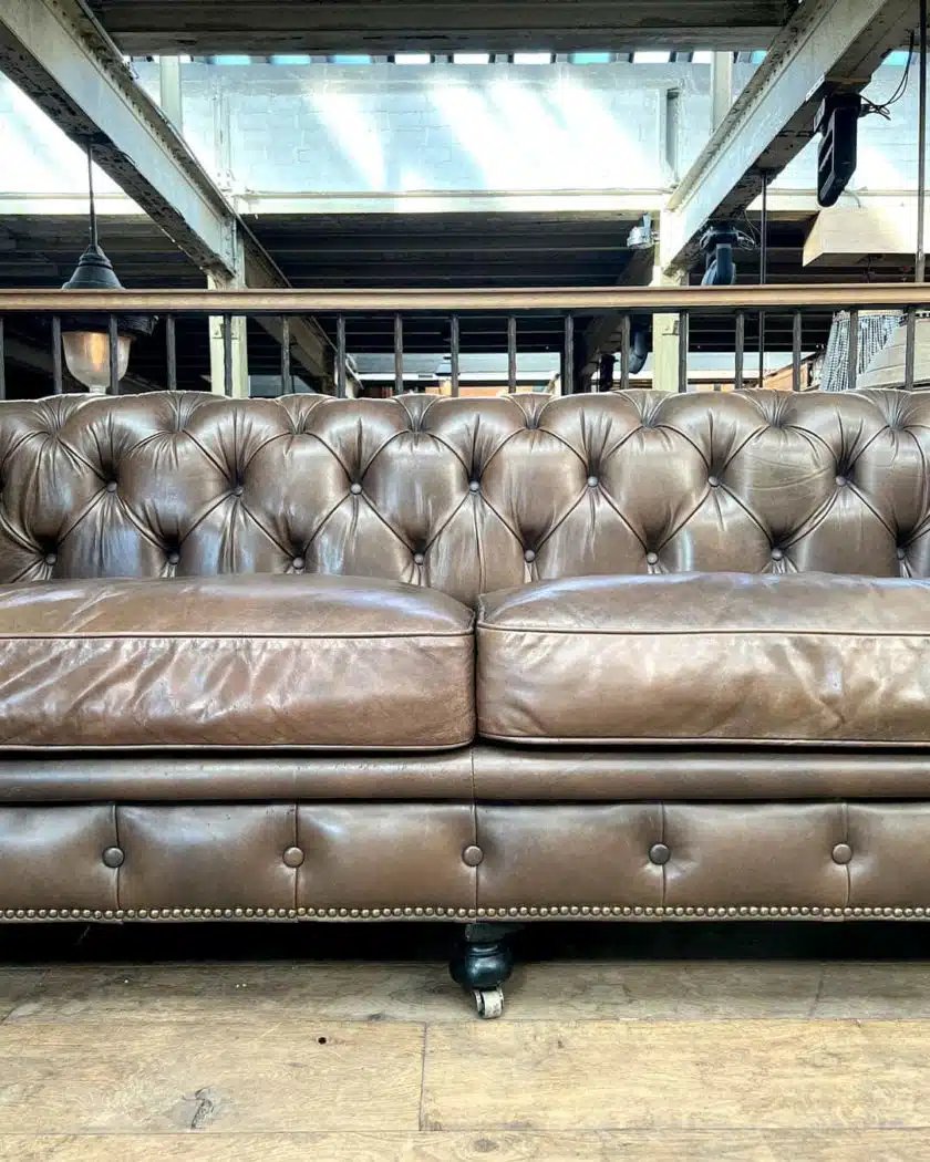 Taupe Leather Chesterfield Sofa-photo-3
