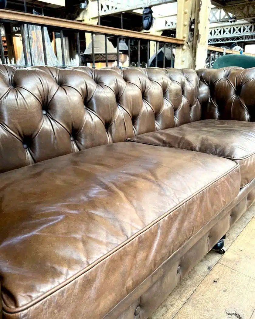 Taupe Leather Chesterfield Sofa-photo-3