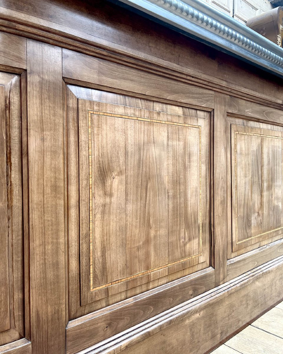 Bar en noyer plateau étain, 2,5m-photo-1