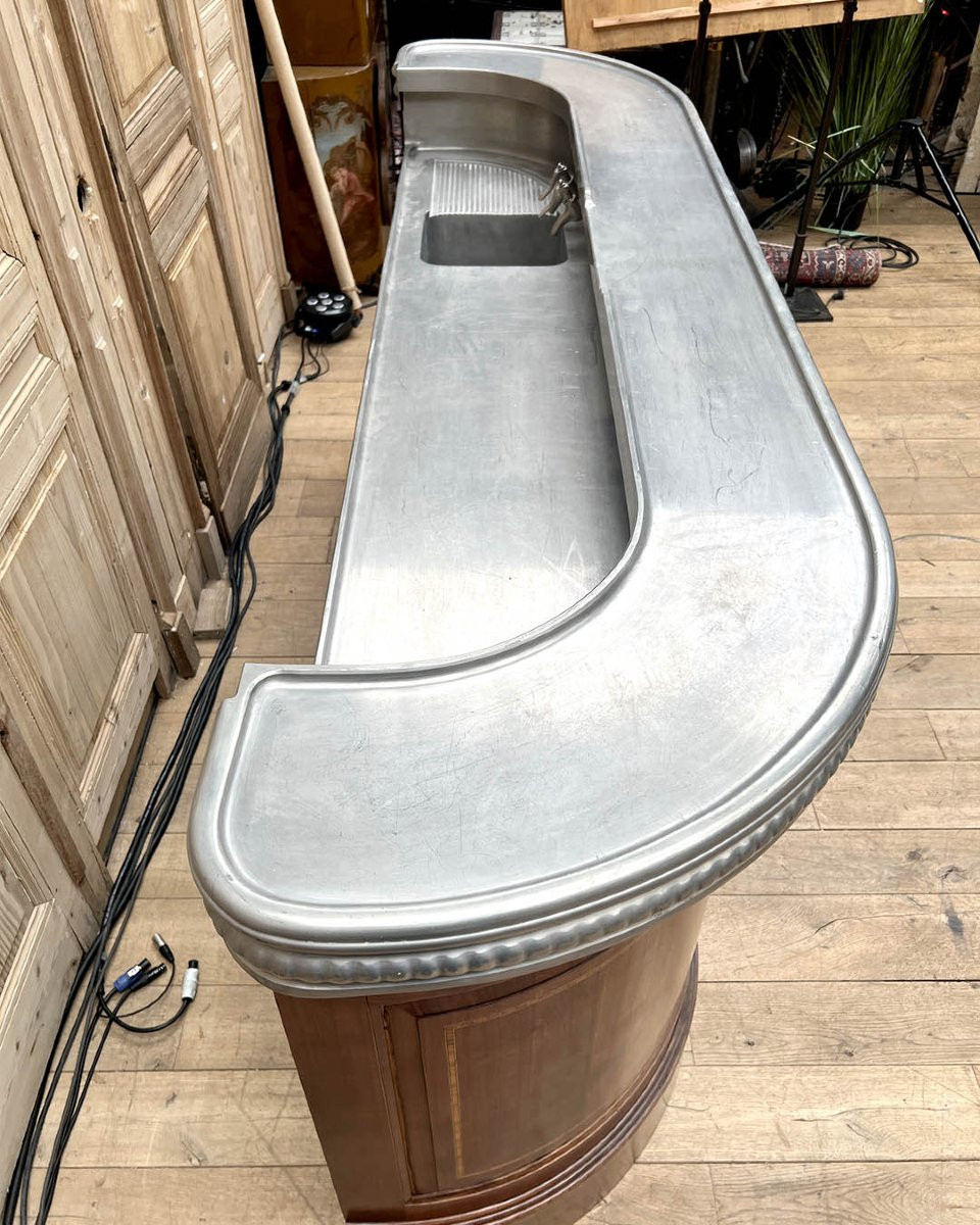 Bar en noyer plateau étain, 2,5m-photo-4