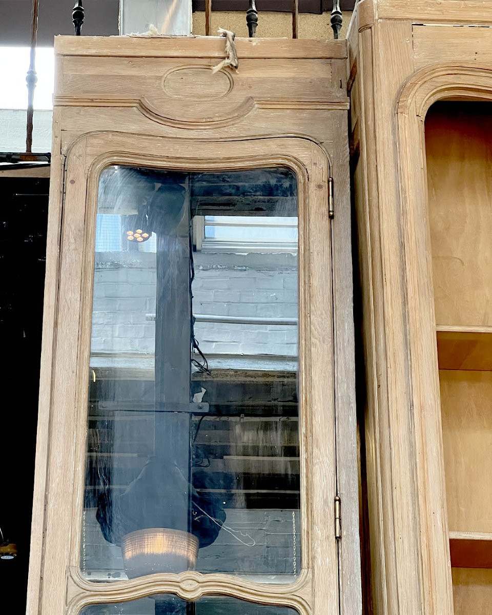 Oak Bookcase With Glass Doors And Central Niche-photo-7
