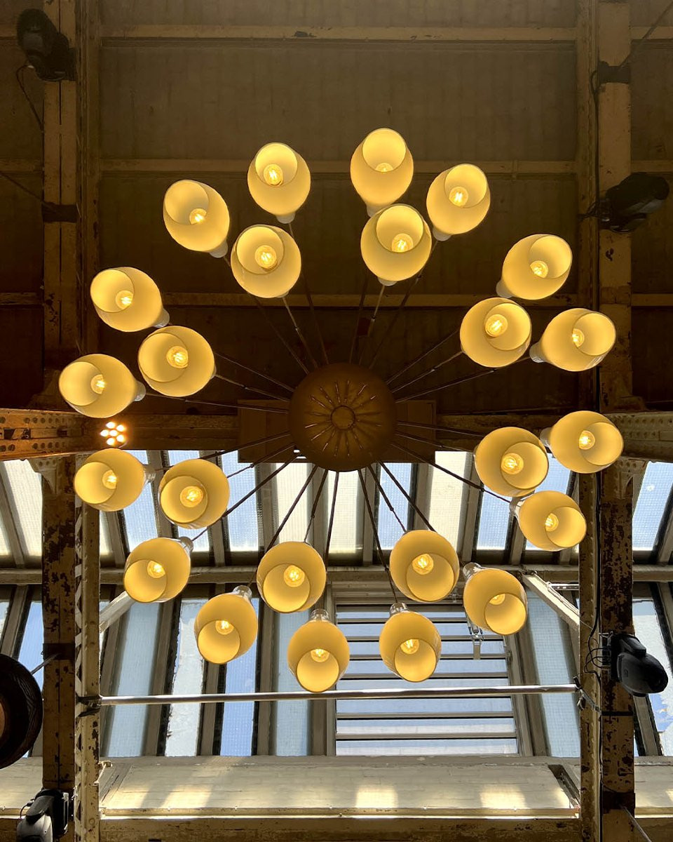 Metal Chandelier With Opaline Glass Suspensions-photo-3