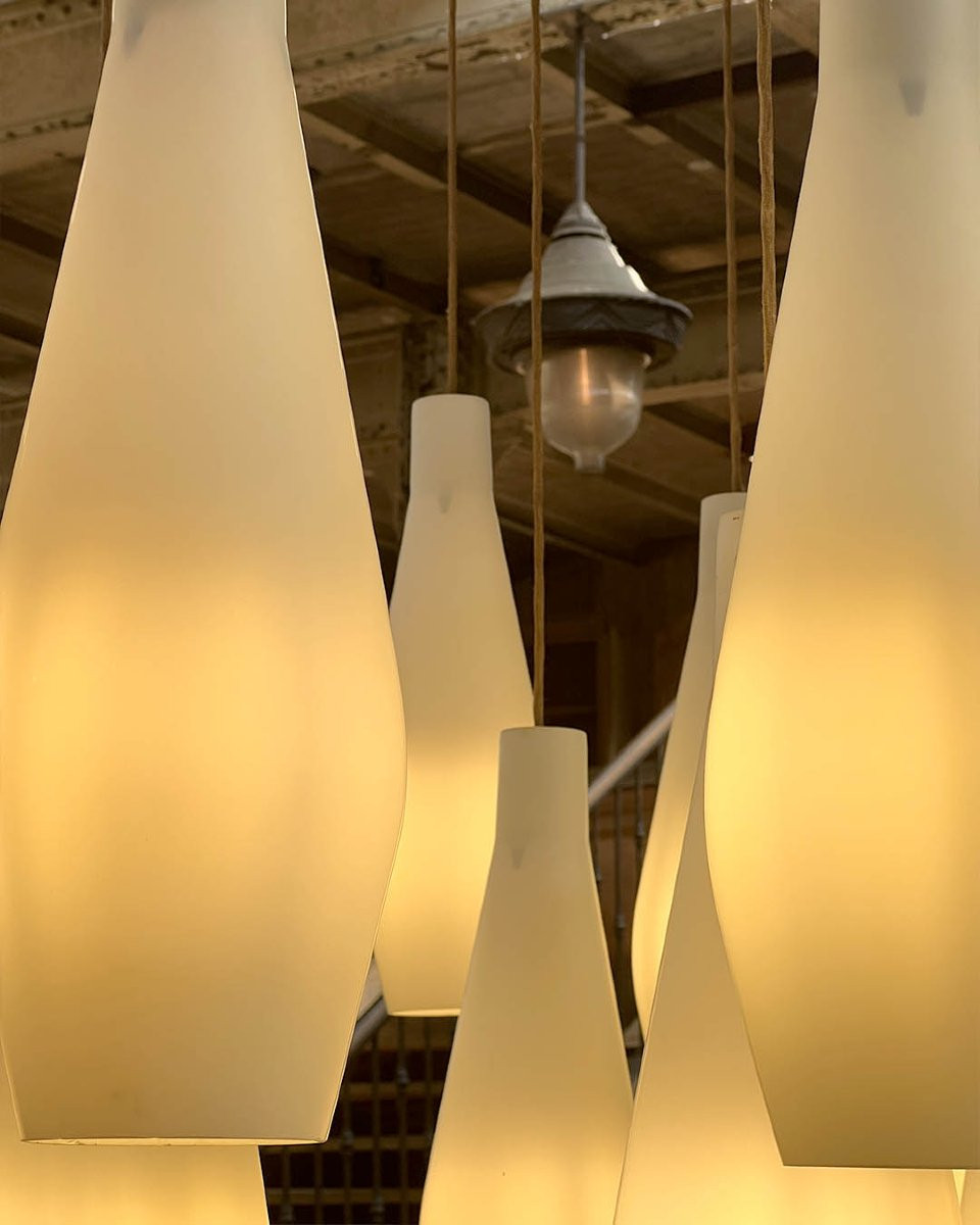 Metal Chandelier With Opaline Glass Suspensions-photo-7