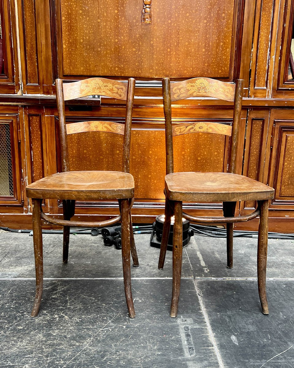 Set Of Decorated Bentwood Chairs
