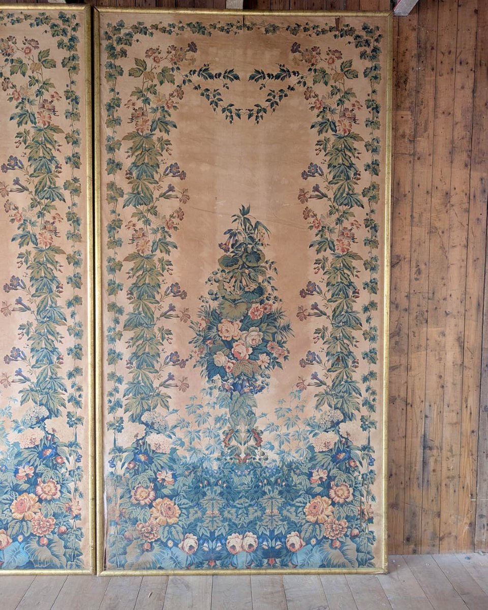 Pair Of Large Panels Printed On Silk-photo-4