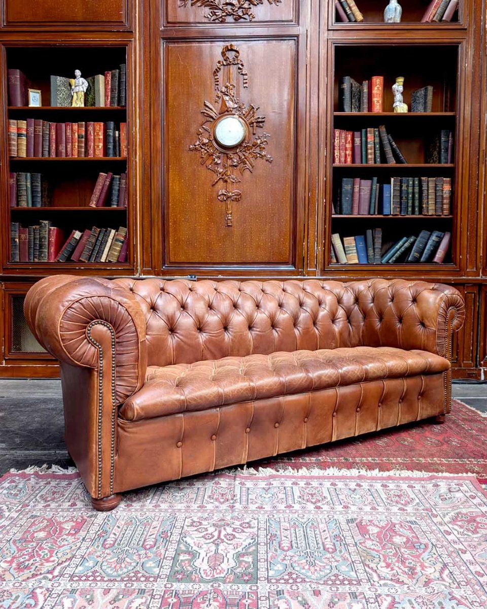 Cognac Leather Chesterfield Set-photo-2