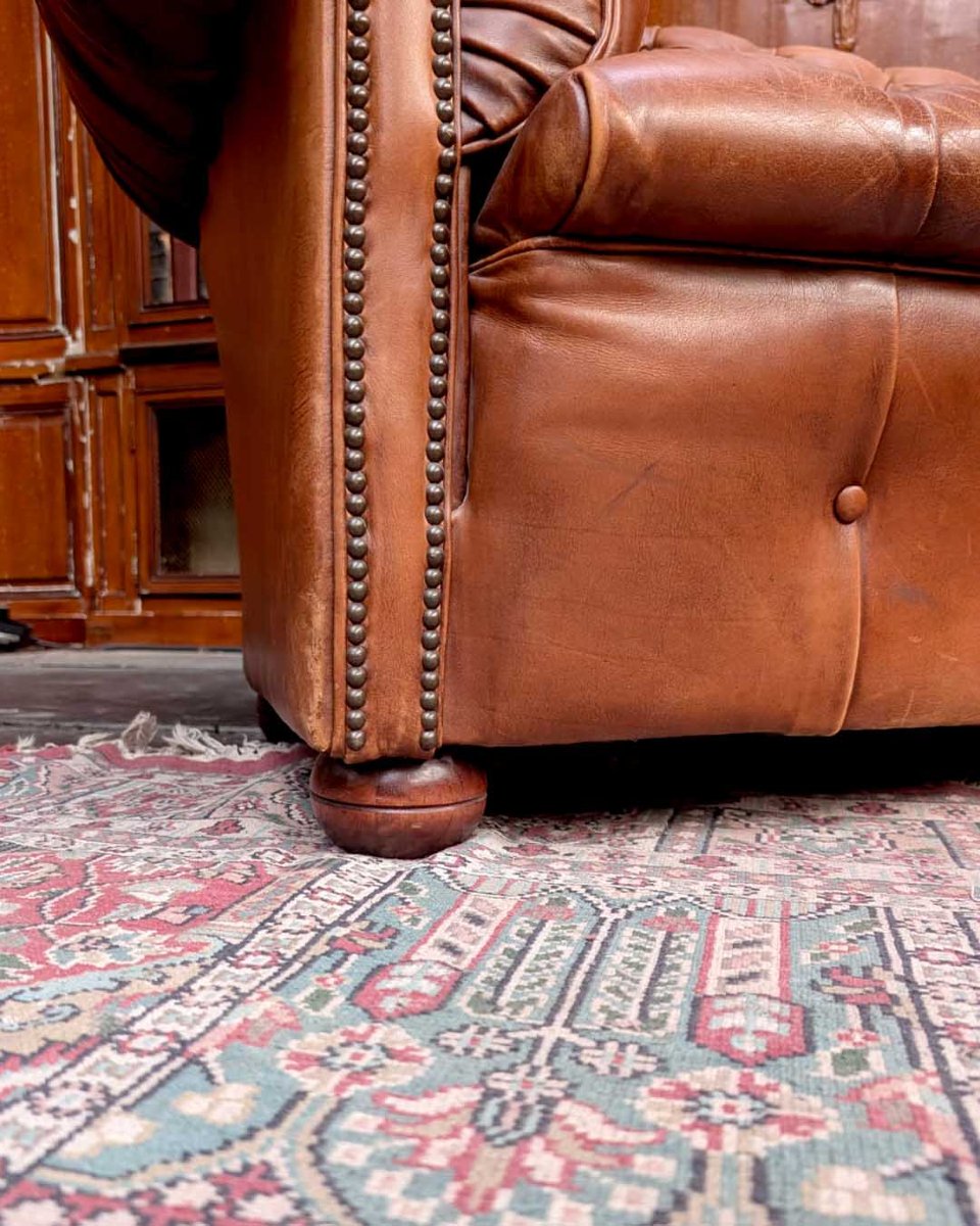Cognac Leather Chesterfield Set-photo-3