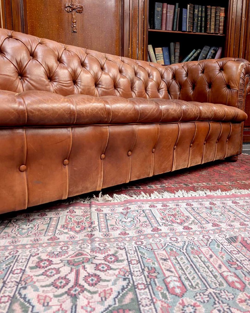 Cognac Leather Chesterfield Set-photo-4