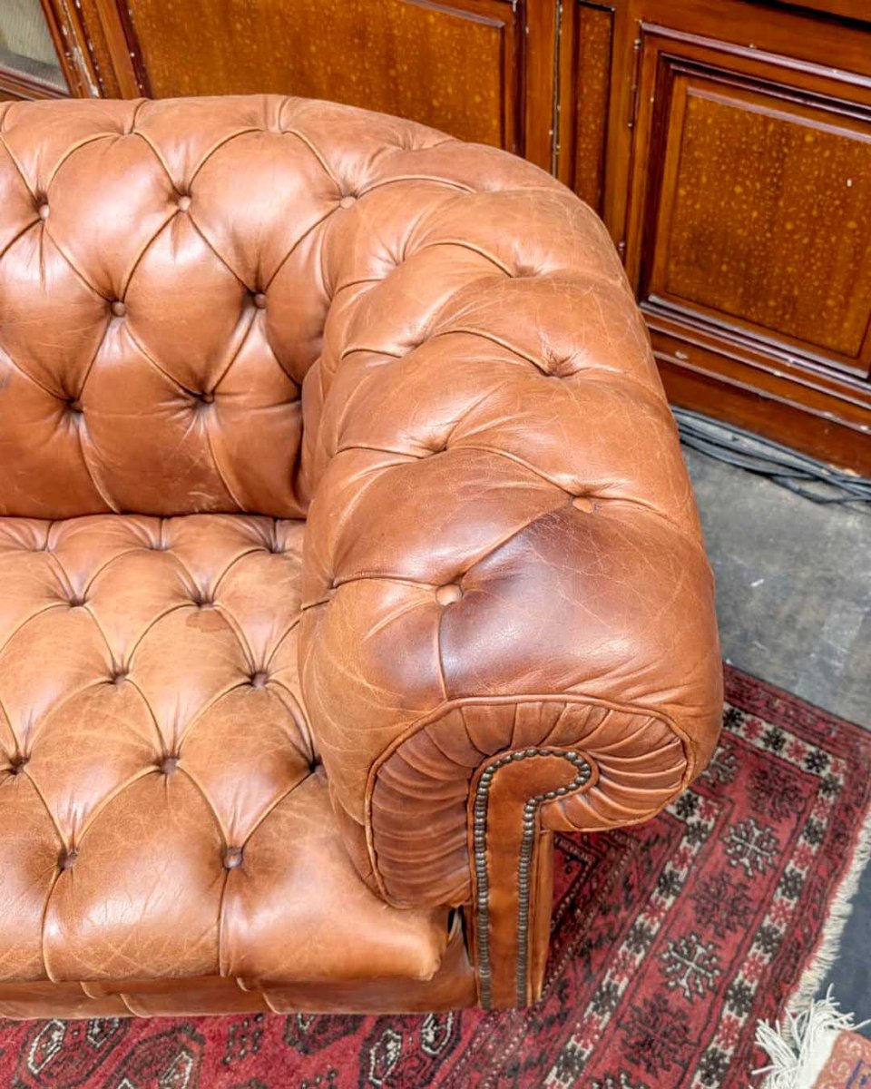 Cognac Leather Chesterfield Set-photo-3