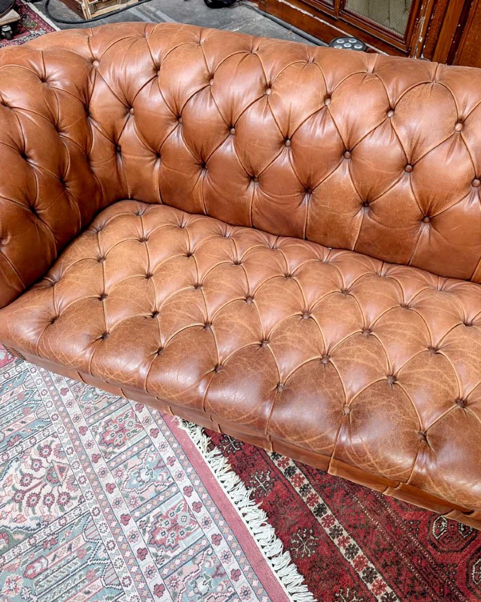 Cognac Leather Chesterfield Set-photo-4