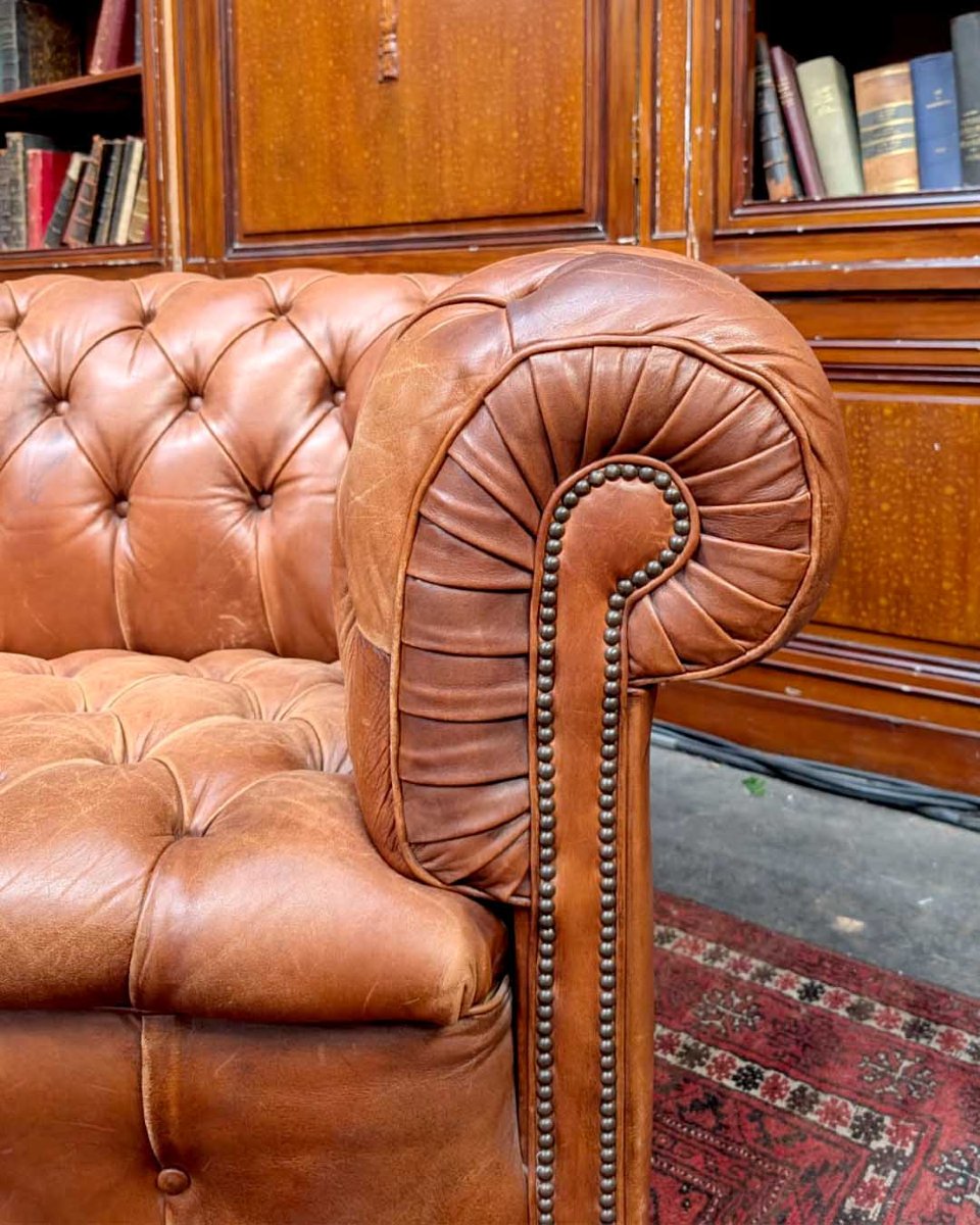 Cognac Leather Chesterfield Set-photo-5