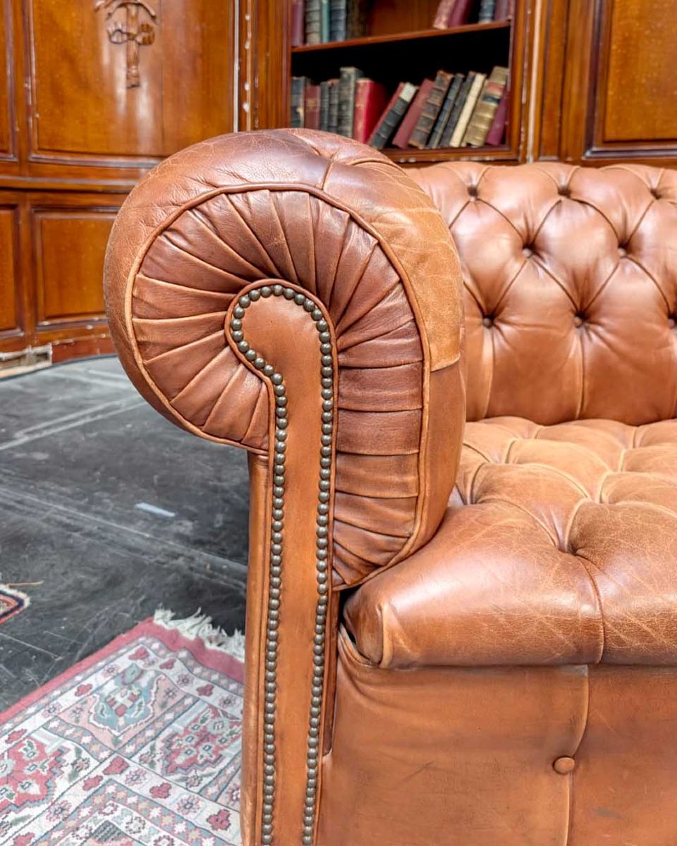 Cognac Leather Chesterfield Set-photo-6