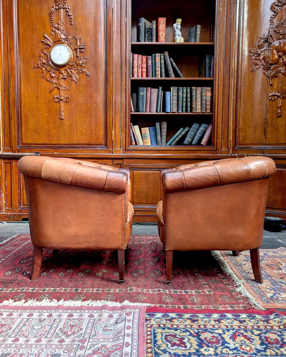 Cognac Leather Chesterfield Set-photo-7