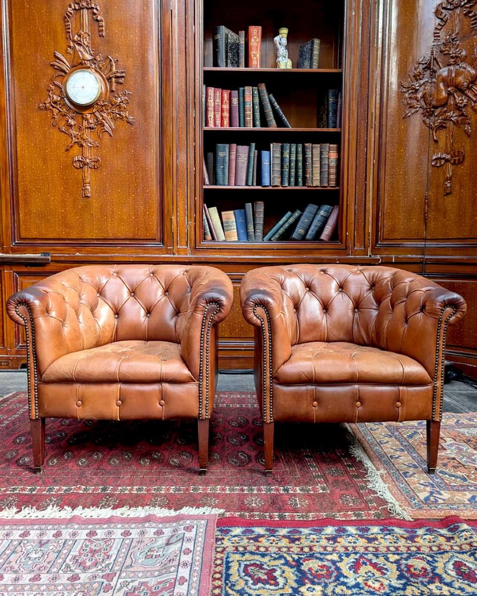 Cognac Leather Chesterfield Set-photo-8