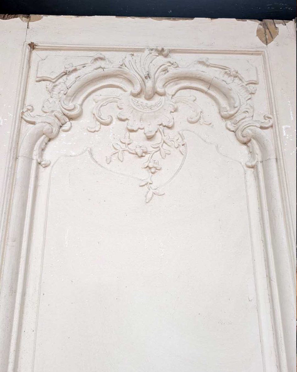 Paire de doubles portes Louis XV, décor en stuc recto-verso-photo-8