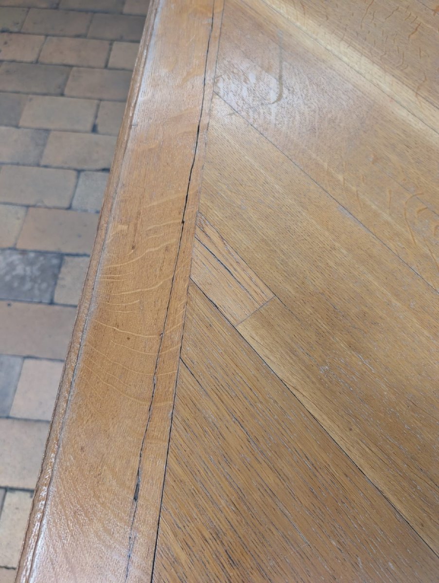Grande table de conférence chêne marqueterie géométrique Banque de France — 398 × 180 cm-photo-2