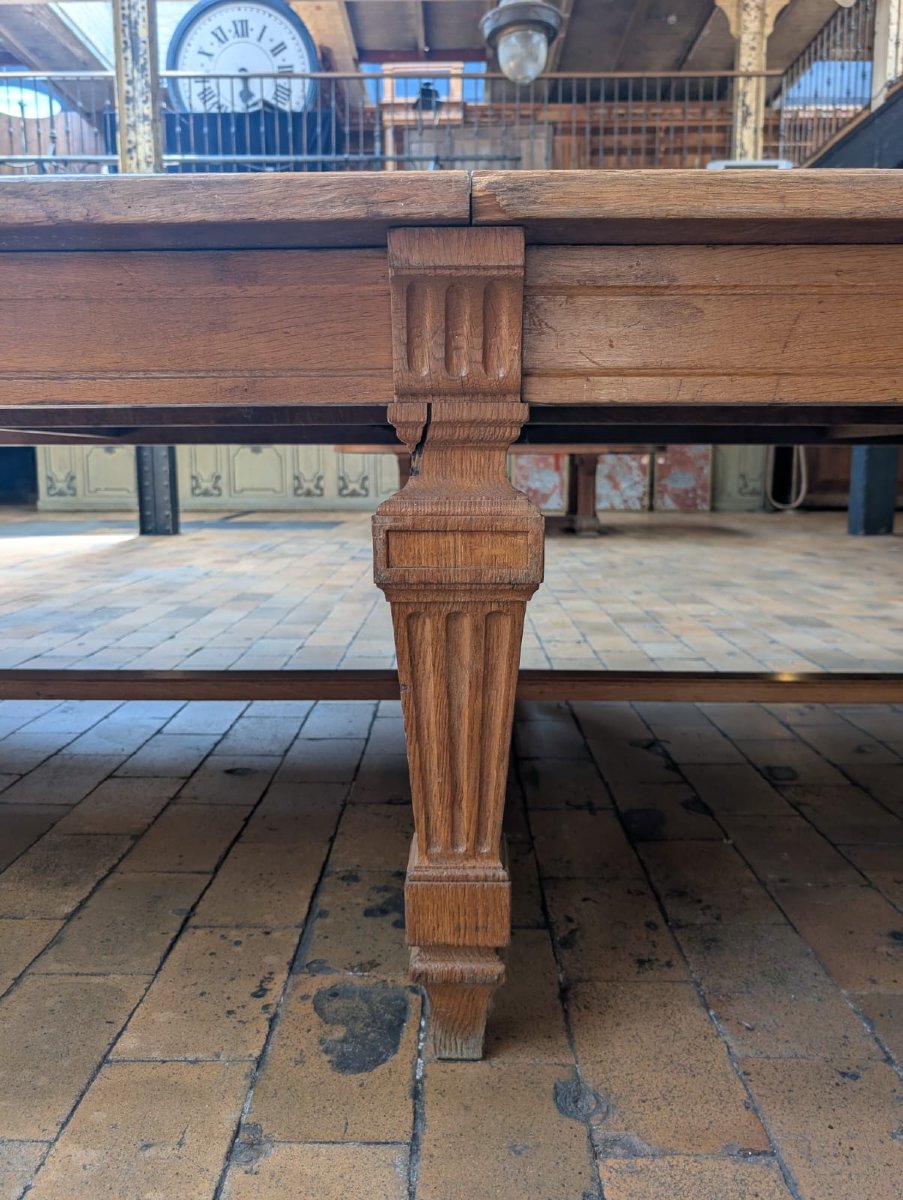 Grande table de conférence chêne marqueterie géométrique Banque de France — 398 × 180 cm-photo-3