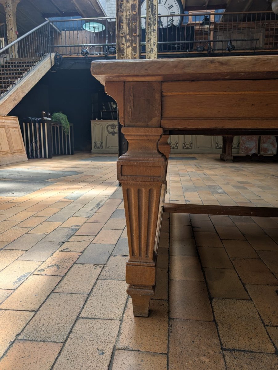 Grande table de conférence chêne marqueterie géométrique Banque de France — 398 × 180 cm-photo-5