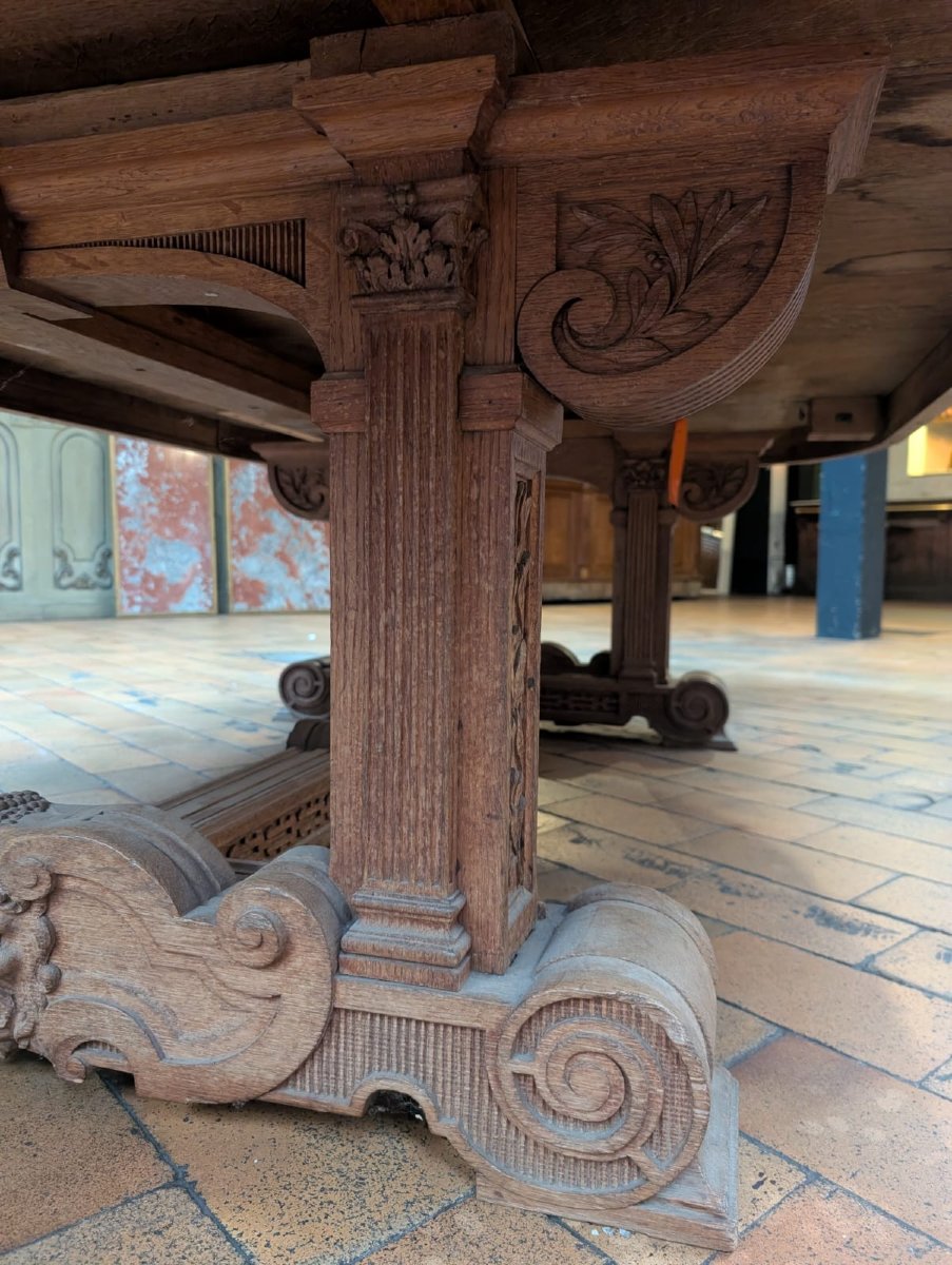 Antique Oval Oak Table With Carved Legs—columns With Lion Capitals, 268 × 170 Cm-photo-4