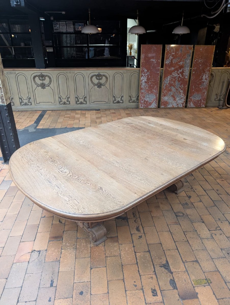 Antique Oval Oak Table With Carved Legs—columns With Lion Capitals, 268 × 170 Cm-photo-2