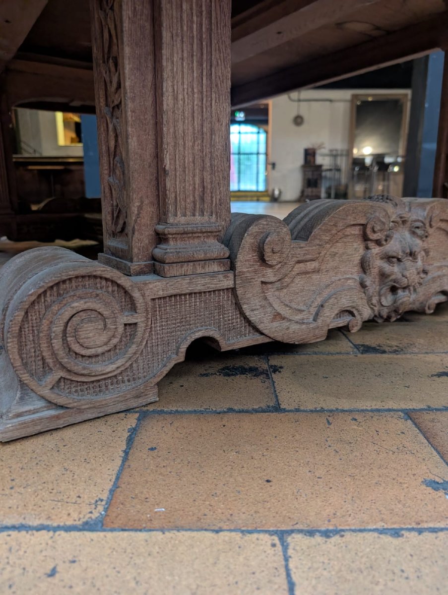 Antique Oval Oak Table With Carved Legs—columns With Lion Capitals, 268 × 170 Cm-photo-3
