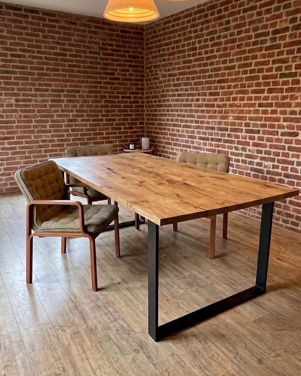 Table de style industrielle avec pietement métal