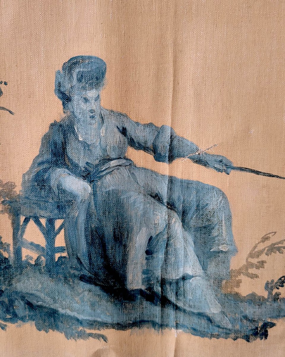 Ensemble de Fragments de Toiles Peintes à Décor de Chinoiseries-photo-3