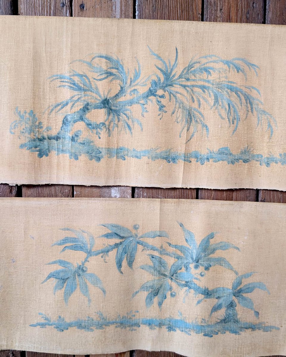 Ensemble de Fragments de Toiles Peintes à Décor de Chinoiseries-photo-4