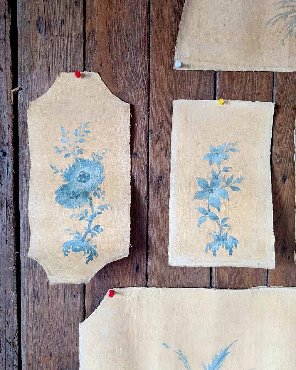 Ensemble de Fragments de Toiles Peintes à Décor de Chinoiseries-photo-5