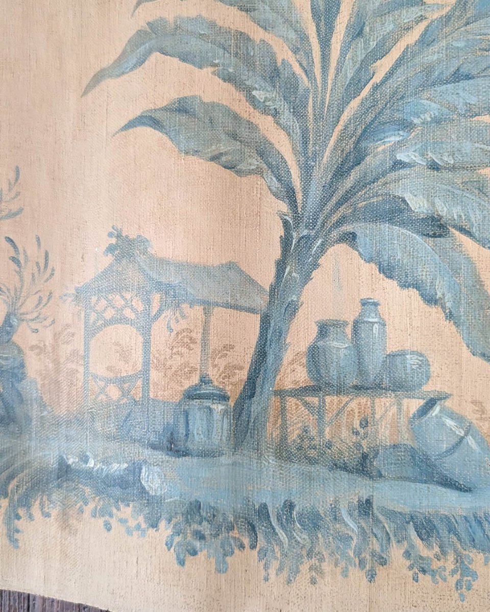 Ensemble de Fragments de Toiles Peintes à Décor de Chinoiseries-photo-7