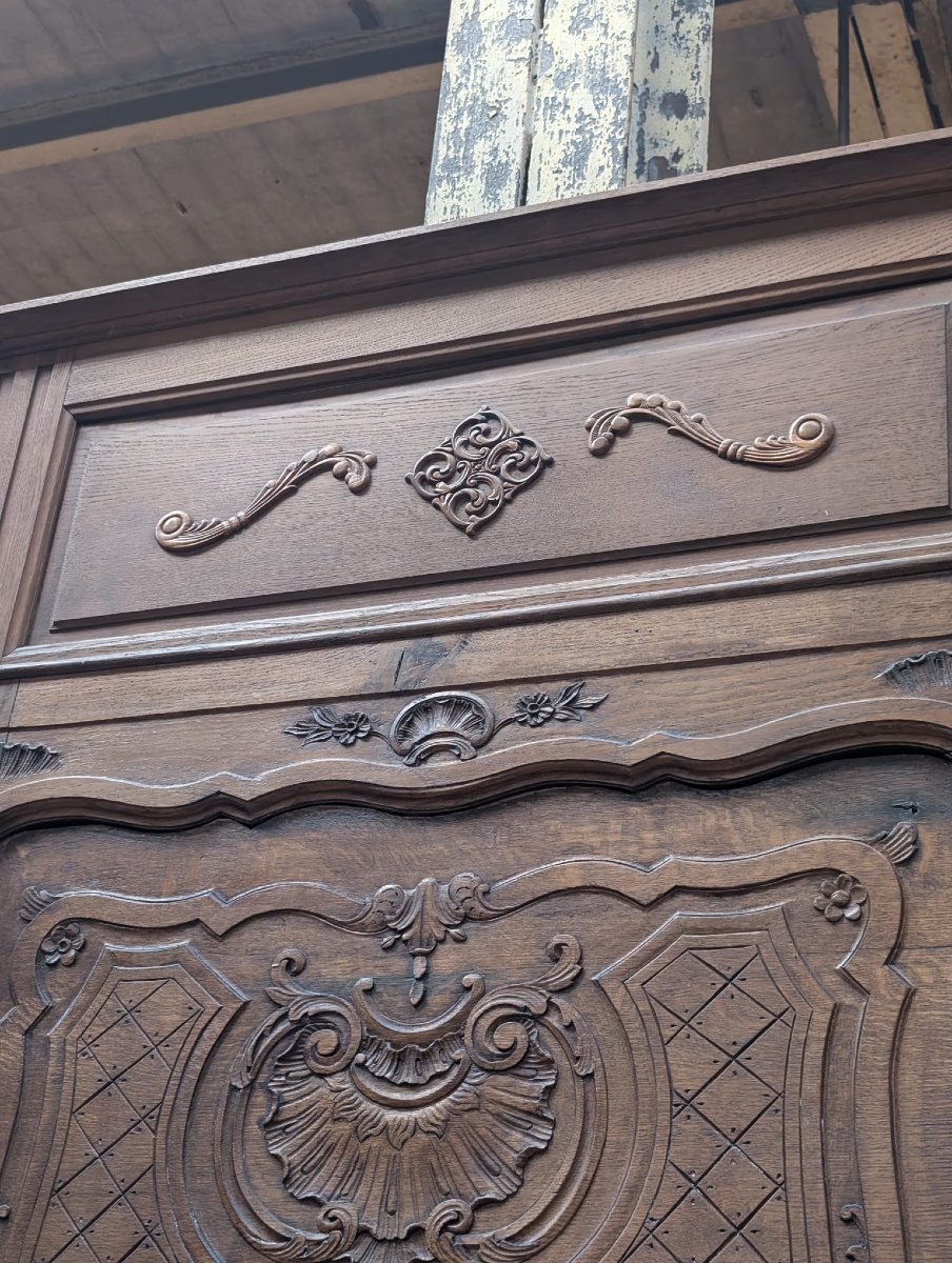 Cheminée et trumeau en chêne sculpté, style Louis XV, époque XIXe-photo-4