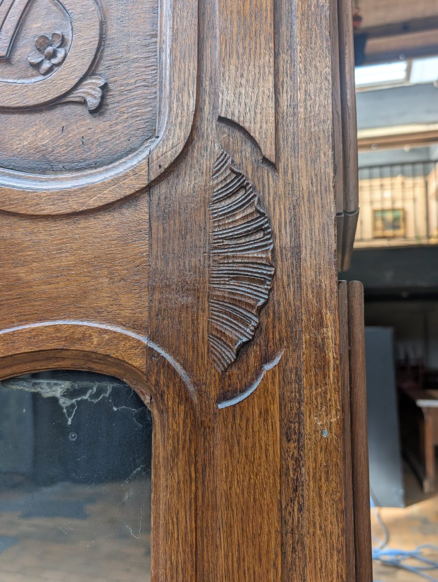 Cheminée et trumeau en chêne sculpté, style Louis XV, époque XIXe-photo-3