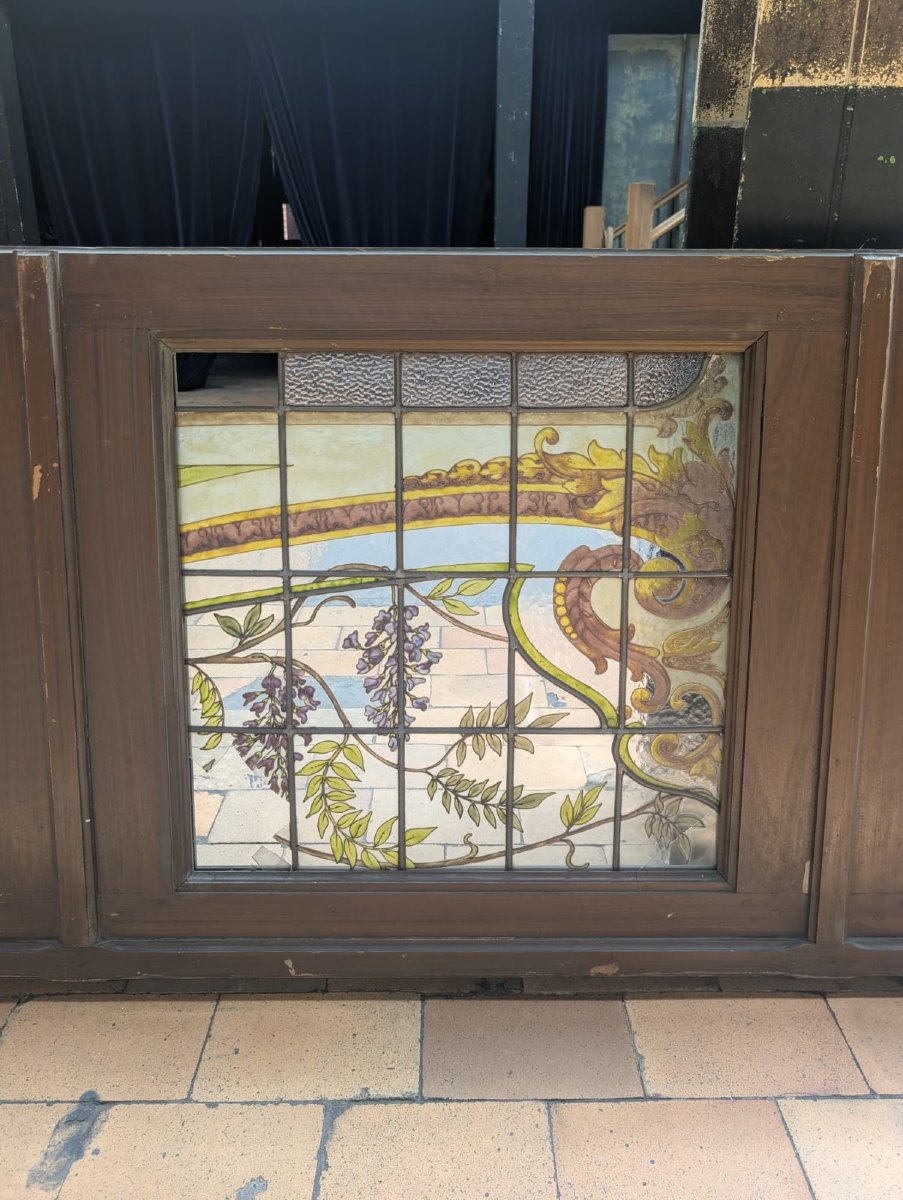 Quadriptyque de vitraux Art nouveau avec son imposte, vers 1900-photo-6