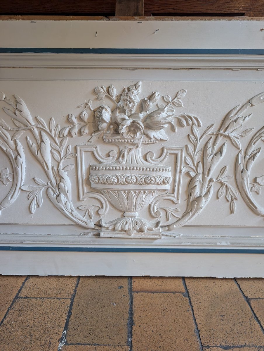 Large Decorative Panel In The Louis XVI Style, Featuring A Design Of Vases And Foliage-photo-4