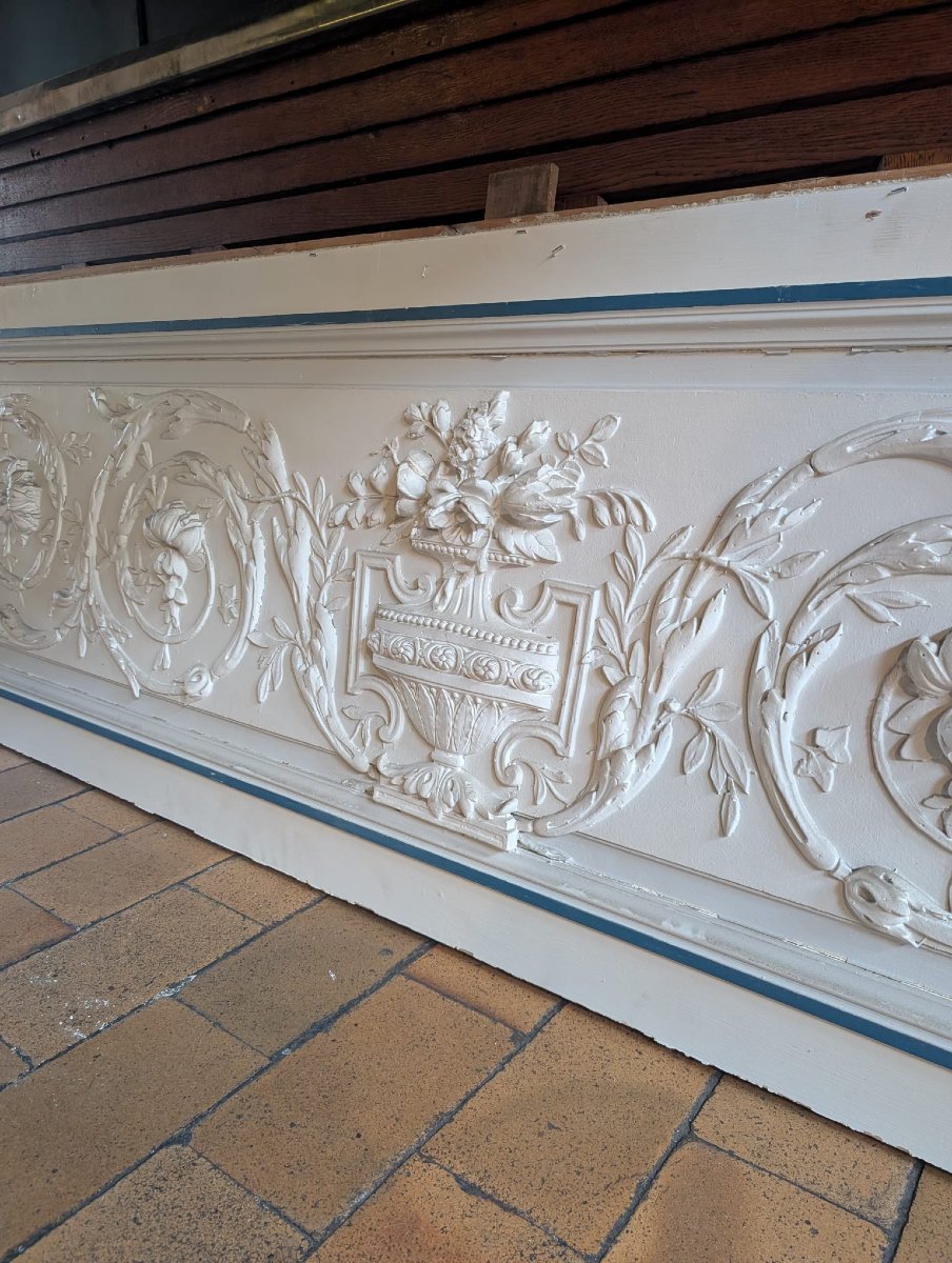 Large Decorative Panel In The Louis XVI Style, Featuring A Design Of Vases And Foliage