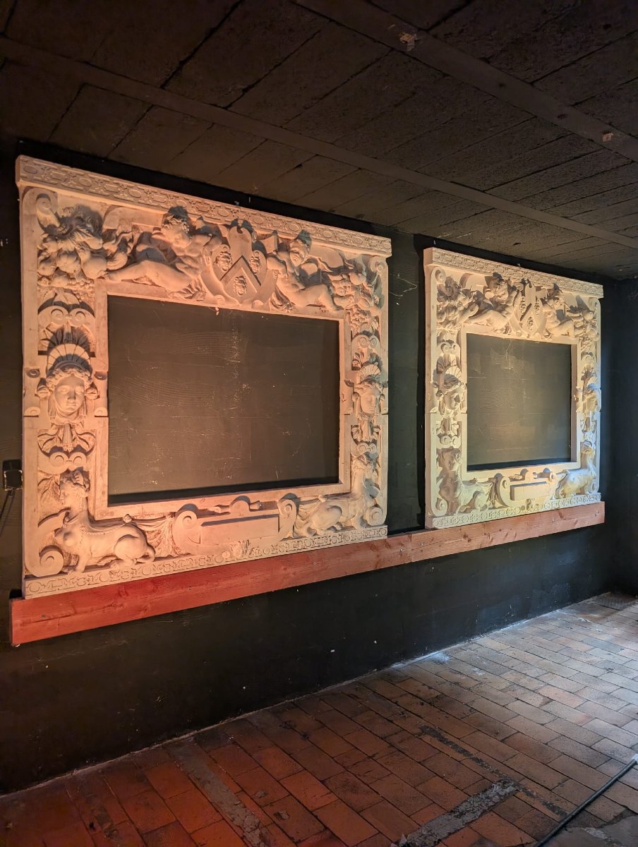Pair Of Monumental Stucco Frames With Renaissance Decoration, 196 X 176 X 13 Cm-photo-2