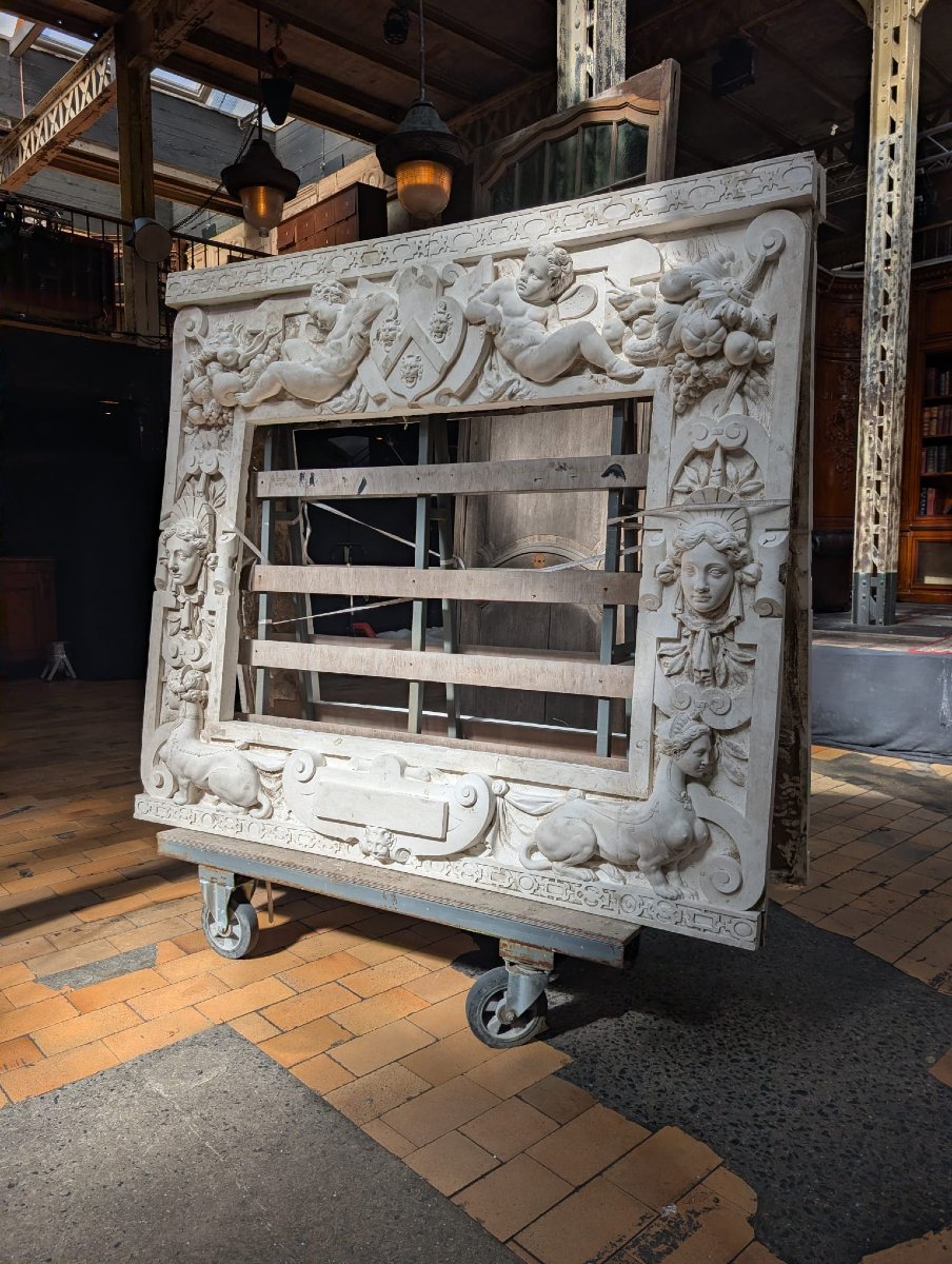 Pair Of Monumental Stucco Frames With Renaissance Decoration, 196 X 176 X 13 Cm