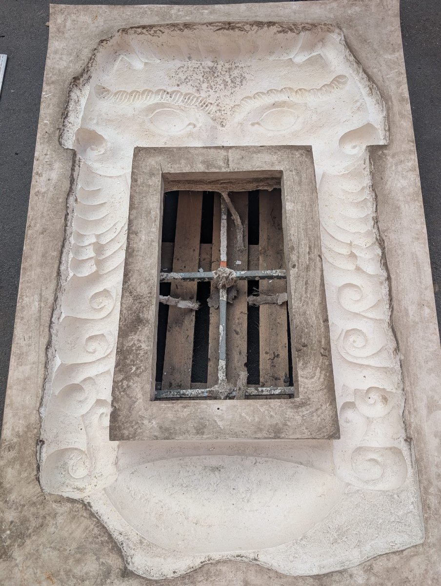Plaster Picture Frame Medallion With Mascaron Decoration-photo-2