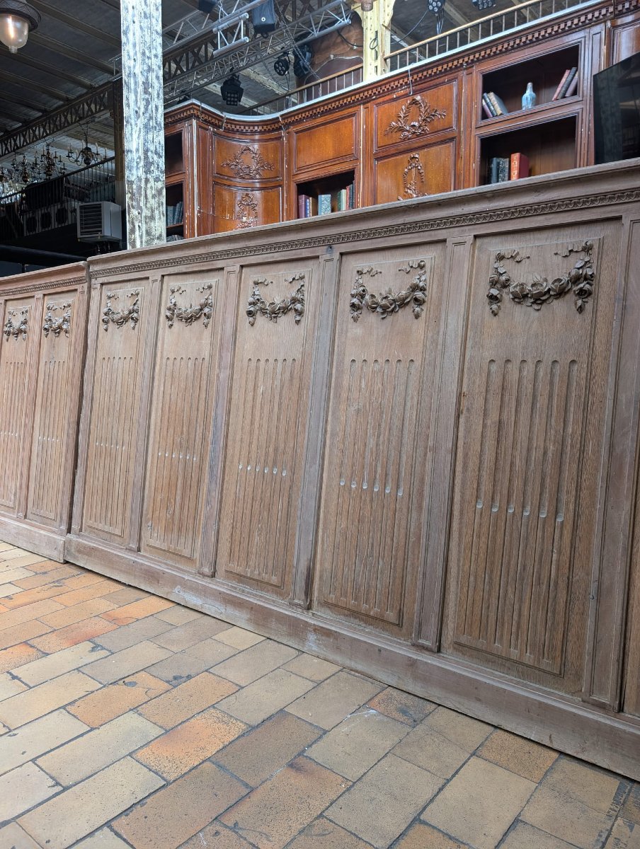 Louis XVI-style Oak Wainscoting, 7.33 Meters-photo-2