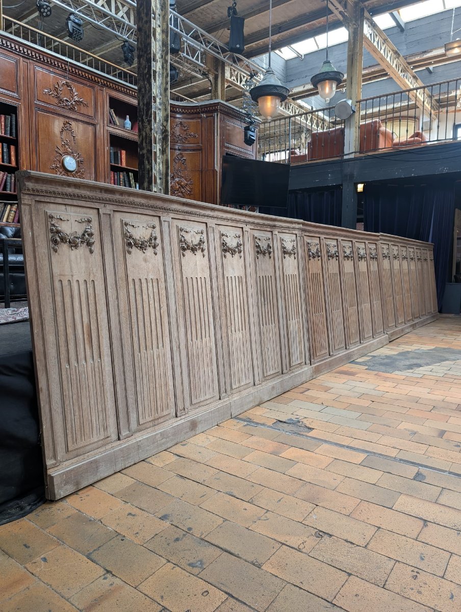 Louis XVI-style Oak Wainscoting, 7.33 Meters