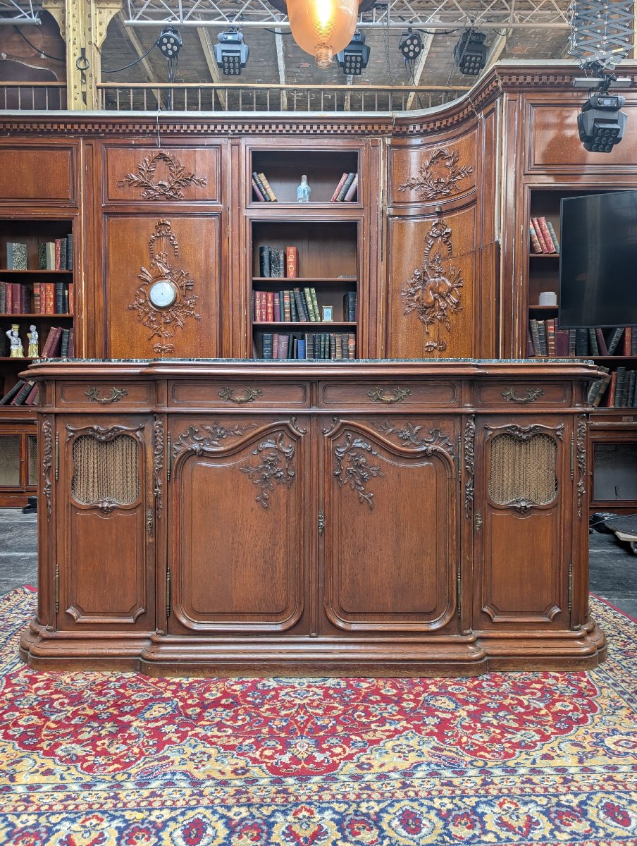 Louis XV-style Oak Sideboard With A Marble Top, 265 X 110 X 65 Cm-photo-2