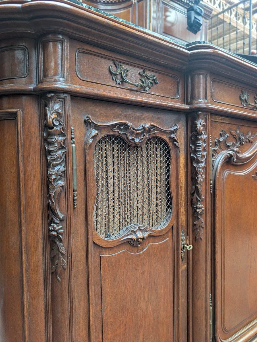 Louis XV-style Oak Sideboard With A Marble Top, 265 X 110 X 65 Cm-photo-3