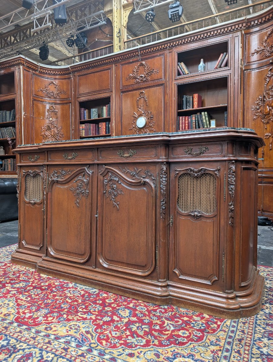 Louis XV-style Oak Sideboard With A Marble Top, 265 X 110 X 65 Cm