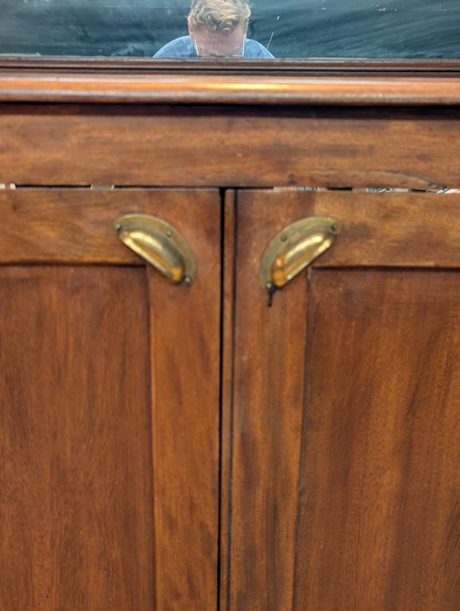 Antique Wooden Bar Back, With A Tall Glass Section (circa 1950), 254 X 285 X 30 Cm-photo-3