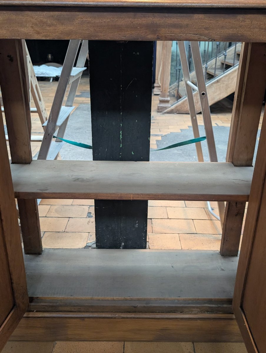 Antique Wooden Bar Back, With A Tall Glass Section (circa 1950), 254 X 285 X 30 Cm-photo-1