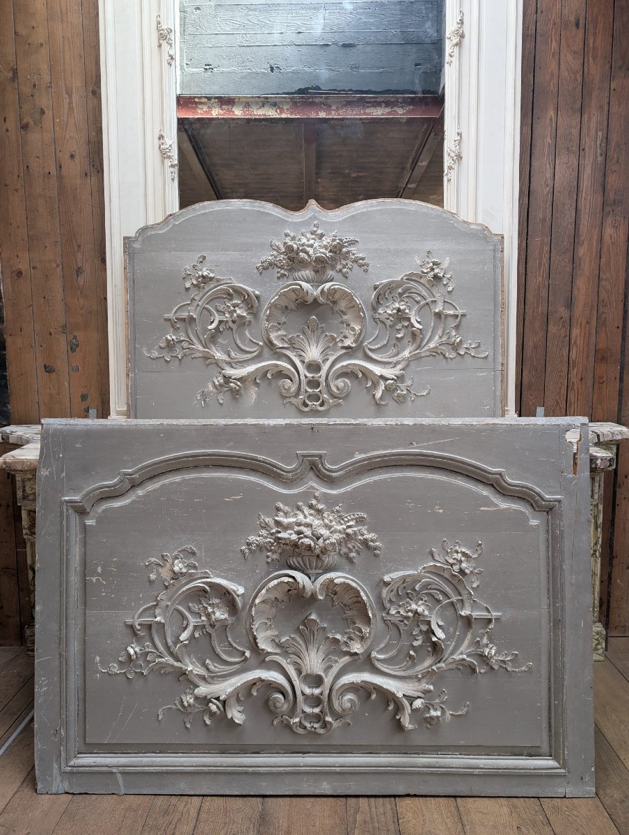 Pair Of Louis XV Transom Windows Made Of Carved Wood With Rocaille Decoration, 150 X 101 Cm-photo-4