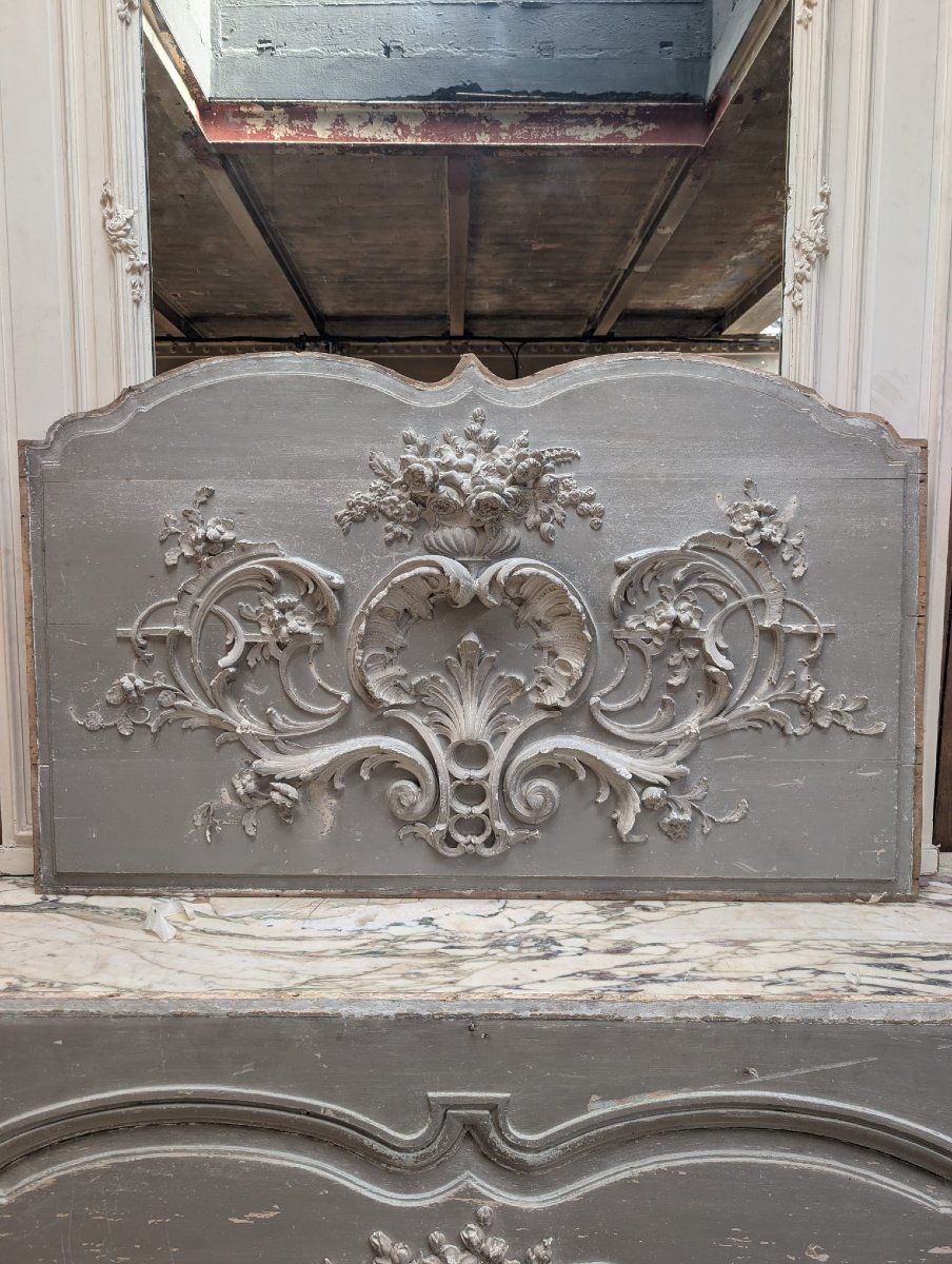 Pair Of Louis XV Transom Windows Made Of Carved Wood With Rocaille Decoration, 150 X 101 Cm-photo-7
