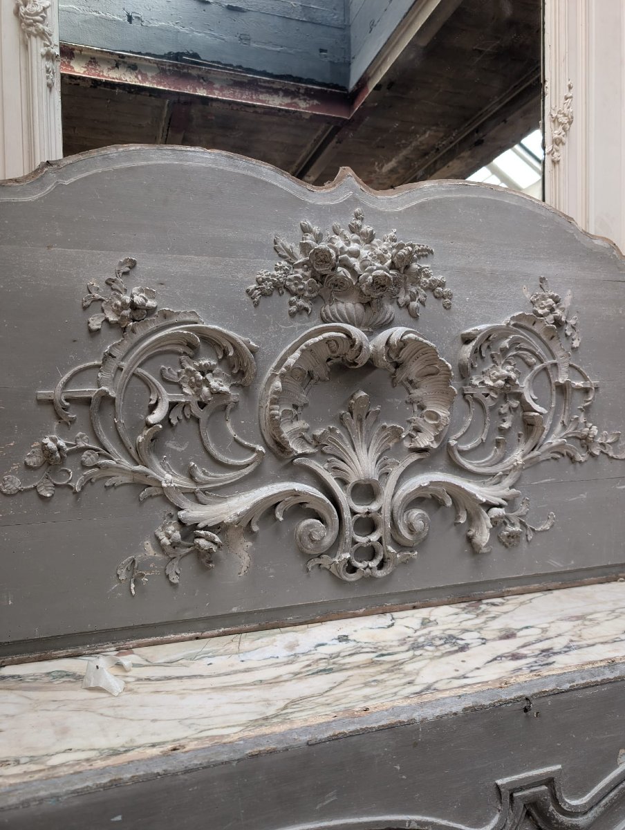 Pair Of Louis XV Transom Windows Made Of Carved Wood With Rocaille Decoration, 150 X 101 Cm-photo-8